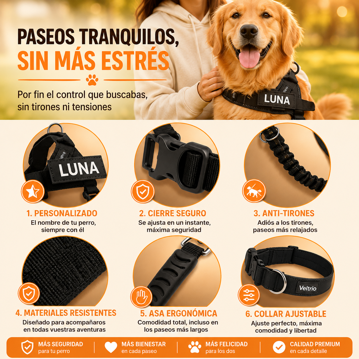 Collar Hairo veltrio™ – Antitirones, control total